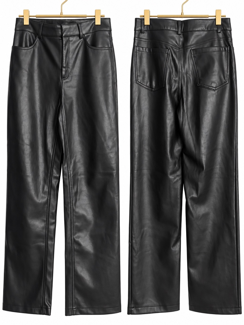 Dynamite Black Fleece-Lined Faux Leather High Rise Straight Leg Pants